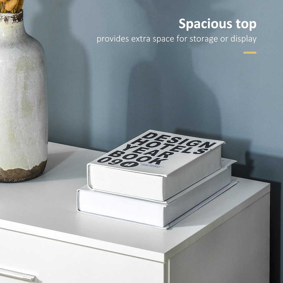 image 1 of HOMCOM Chest of Drawers, 4 Drawers Storage Cabinet with Metal Rails, Anti-Tip for Playroom, Nursery Room, Hallway, etc