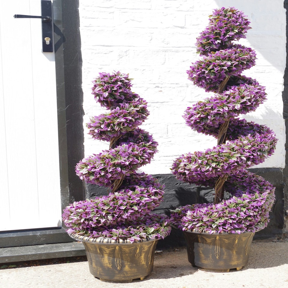 image 1 of 90cm Purple Large Leaf Spiral with Decorative Planter Purple | One Size