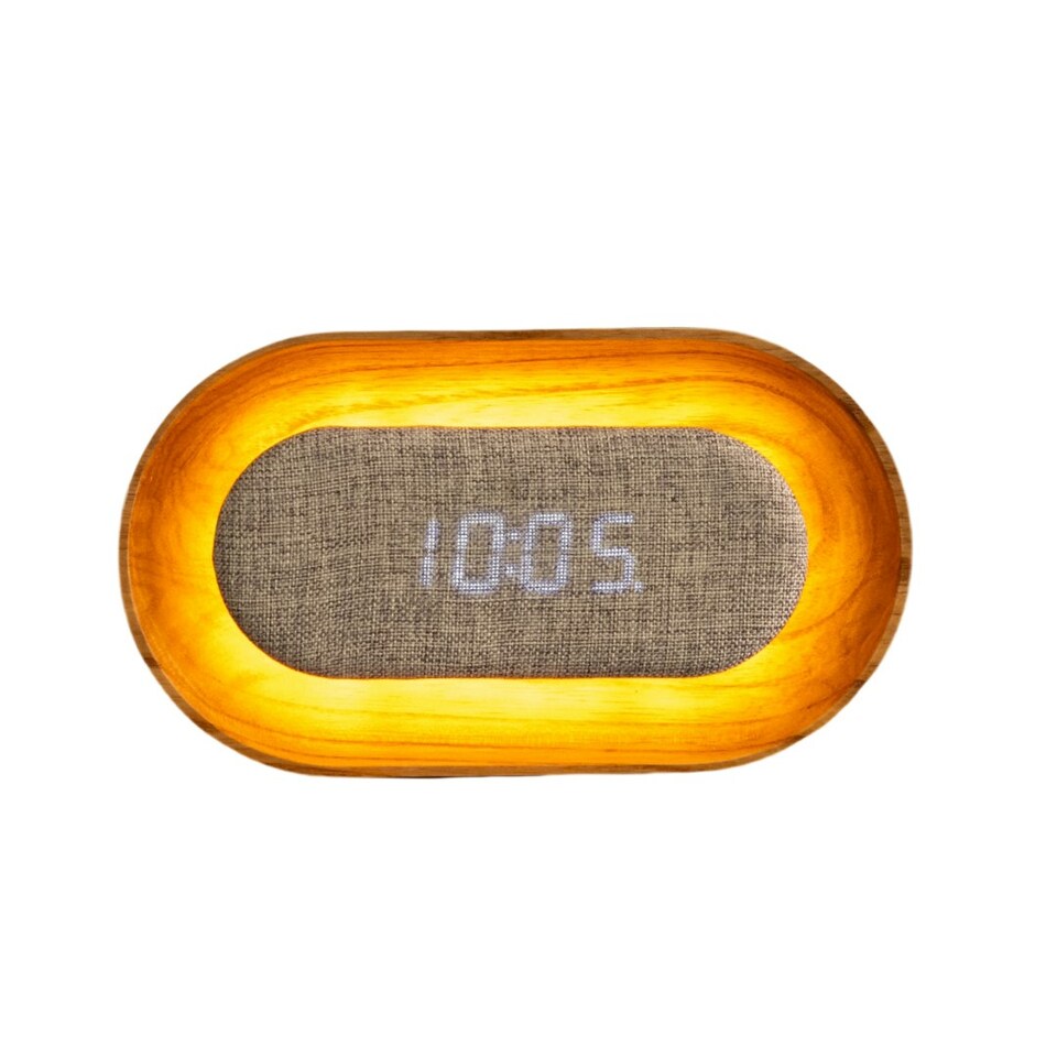 image 1 of Gingko Lumos Clock & Lamp - Oval N/A | Walnut