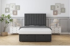 Sloomy Kansas Graphite Dumfries Ottoman Bed Base With 26" Strutted Headboard 4'6 Double | Grey | Graphite | Double | 1