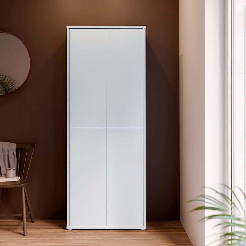 image 1 of Alice Springs Tall Shoe Cabinet with 4 Doors Push-to-Open in Light Grey
