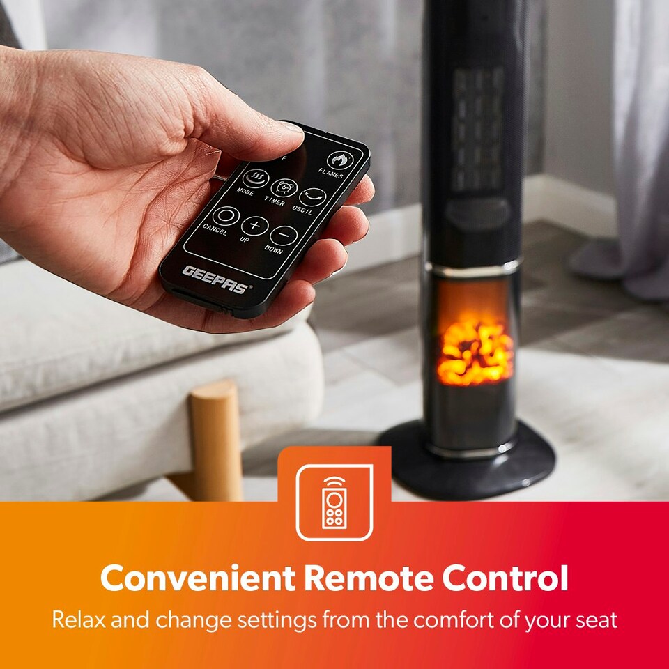 image 1 of GEEPAS Digital Ceramic Tower Heater - Black