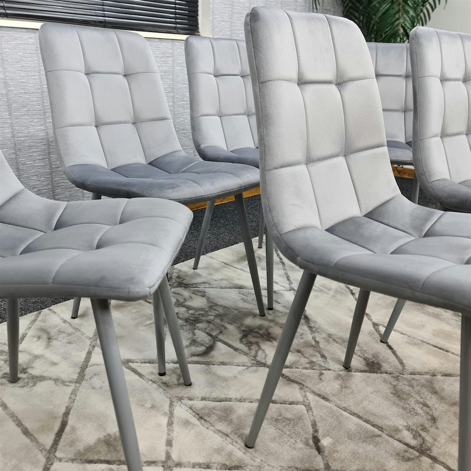 image 1 of Dining Chairs Set of 6 Grey Velvet Kitchen Chairs Grey