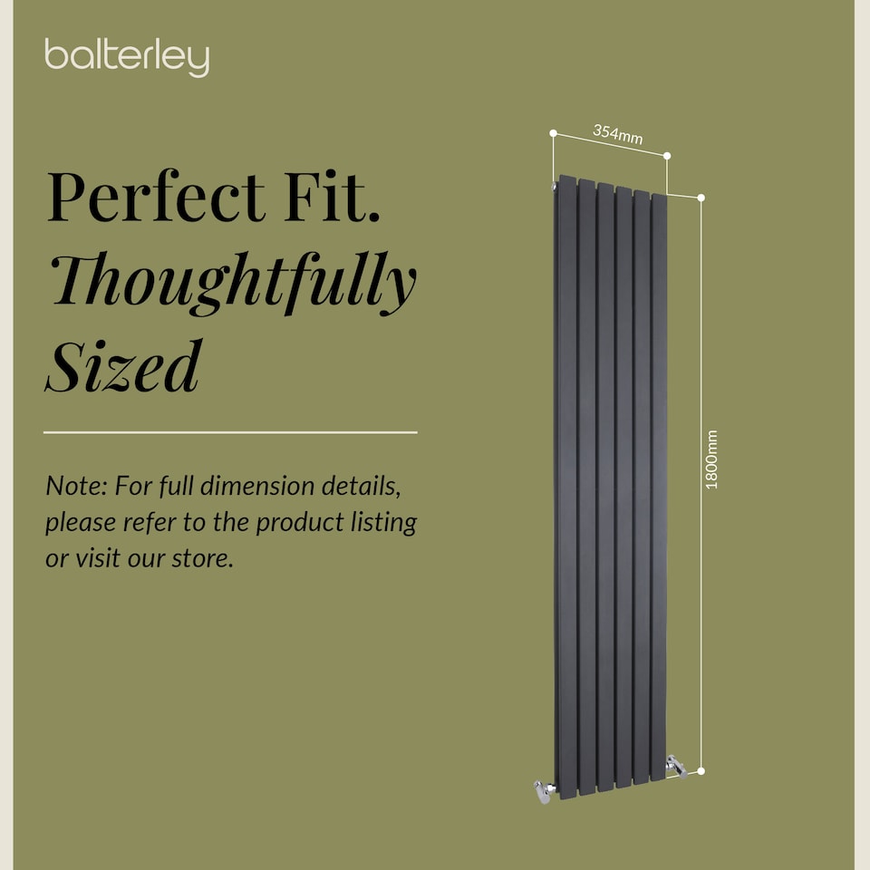 image 1 of Lucia Square Vertical Double Panel Radiator, 1800mm x 354mm Anthracite | Grey | Anthracite | 1