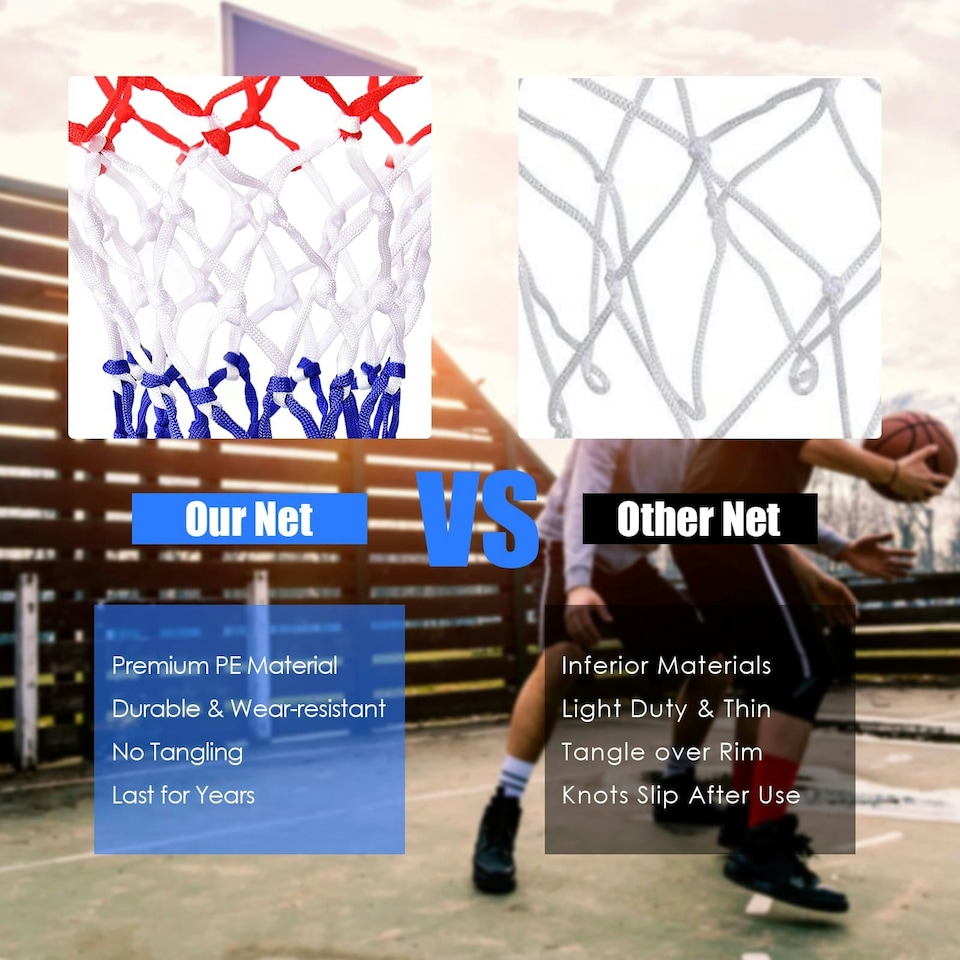 image 1 of COSTWAY 46 cm Basketball Replacement Net Goal Hoop Red Red | Standard
