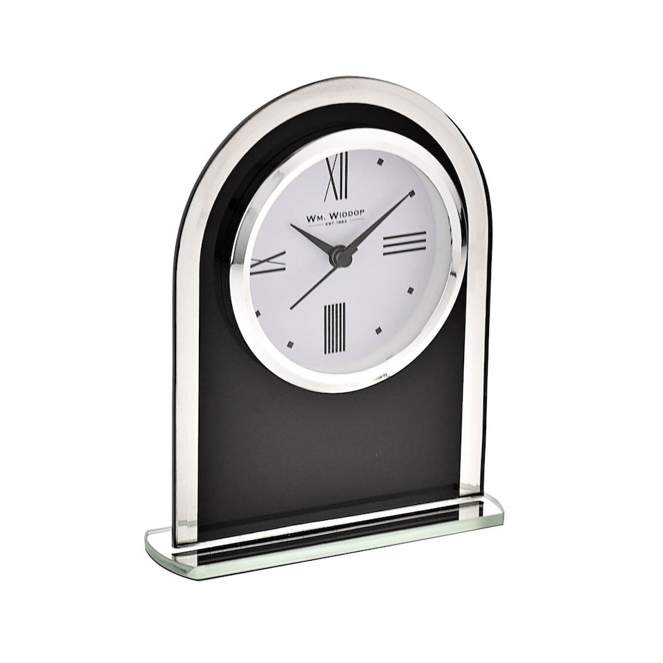 image 1 of Widdop Gifts Black and Silver Mantel Clock