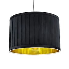 Sundance - Black Velvet Pleated 30cm Lamp Shade with Gold Inner Black | Gold