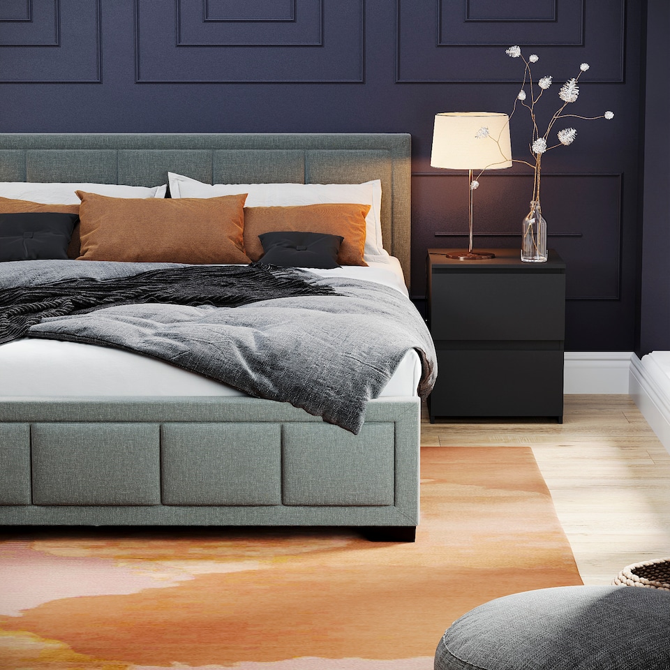 image 1 of Vida Designs Vanita 5ft King Size Bed Fabric Upholstered, Light Grey, 150 x 200cm