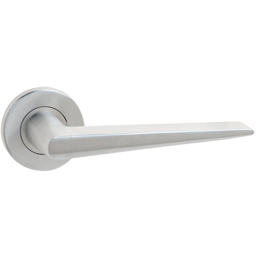 Premium Grade 304 Satin Stainless Steel Door Handle on Rose - Interior Handle