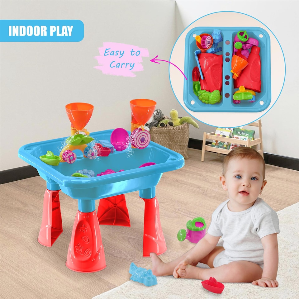 image 1 of The Magic Toy Shop Sand and Water Table 23 Piece Outdoor Play Equipment Blue
