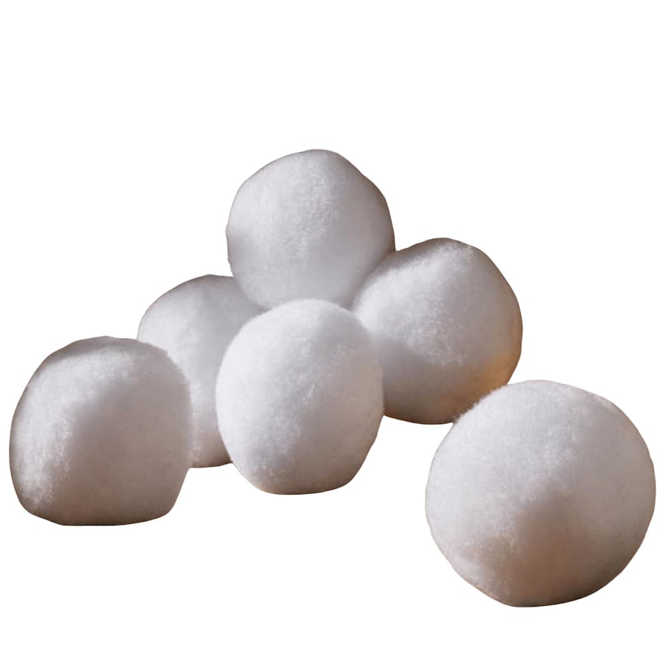 image 1 of 6cm 12 Pack of White Fabric Christmas Faux Snowballs