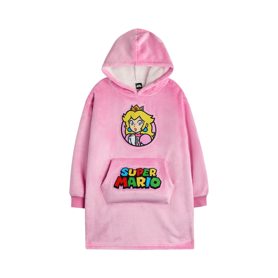 image 1 of Nintendo Girls Princess Peach Super Mario Blanket Hoodie - Pink - 6-8 Years