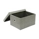 image 3 of JVL Silva Rectangular Fabric Storage Baskets with Lids, Set of 3, Grey Grey
