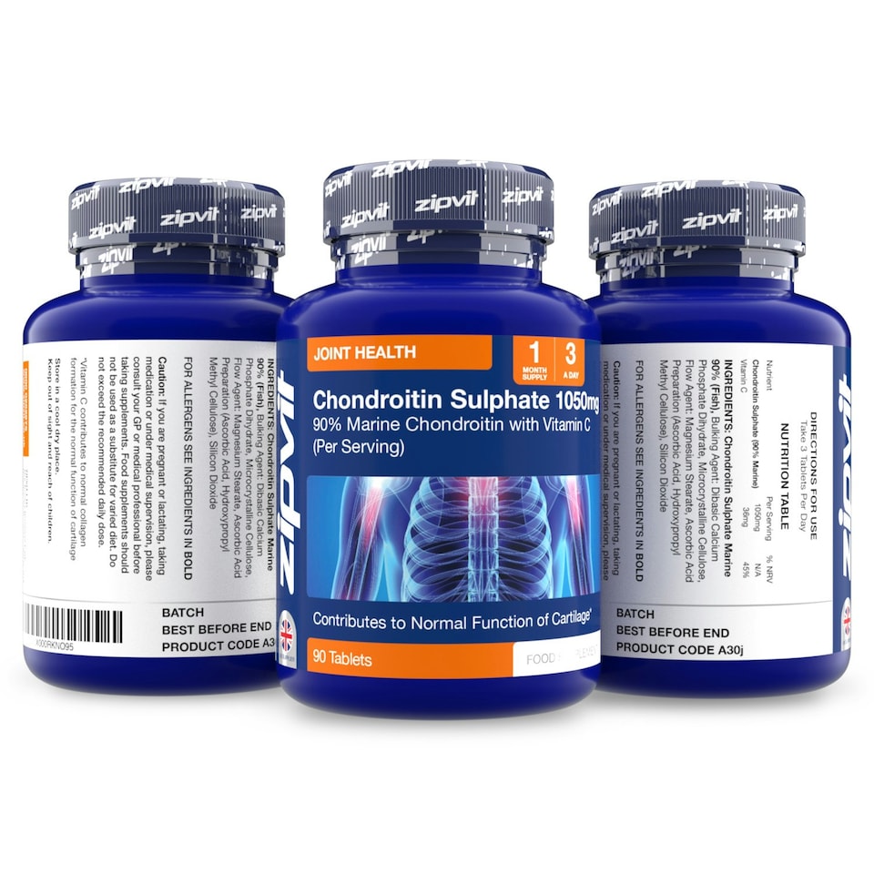 image 1 of Chondroitin Sulphate 1050mg with Vitamin C, 90 Tablets, 90% Pure Marine Source, Joint Support for Men & Women