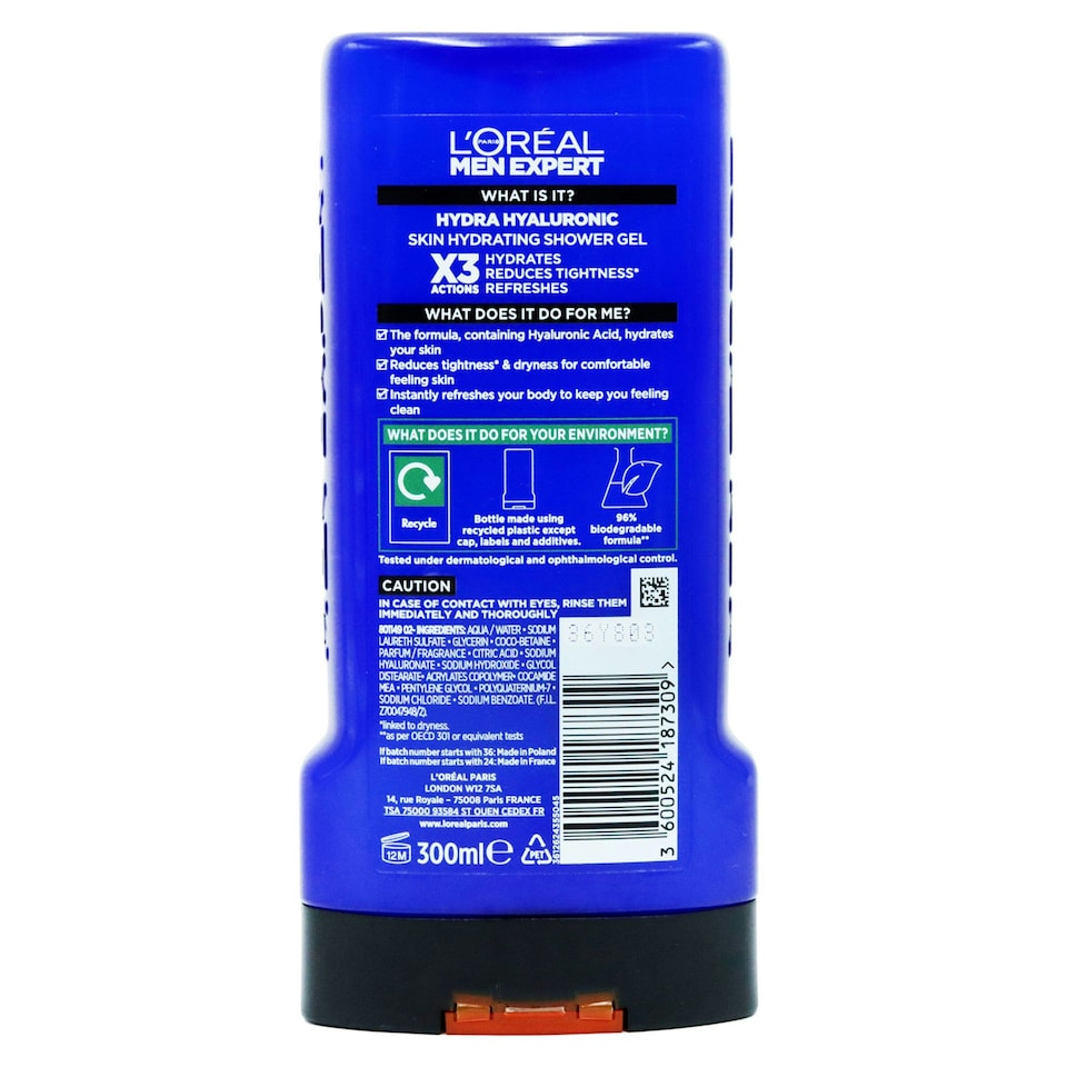 image 1 of Loreal Men Expert Shower Gel Hyaluronic