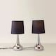 image 3 of ValueLights Teardrop Pair Chrome Touch Table Lamps Navy Shade | Black