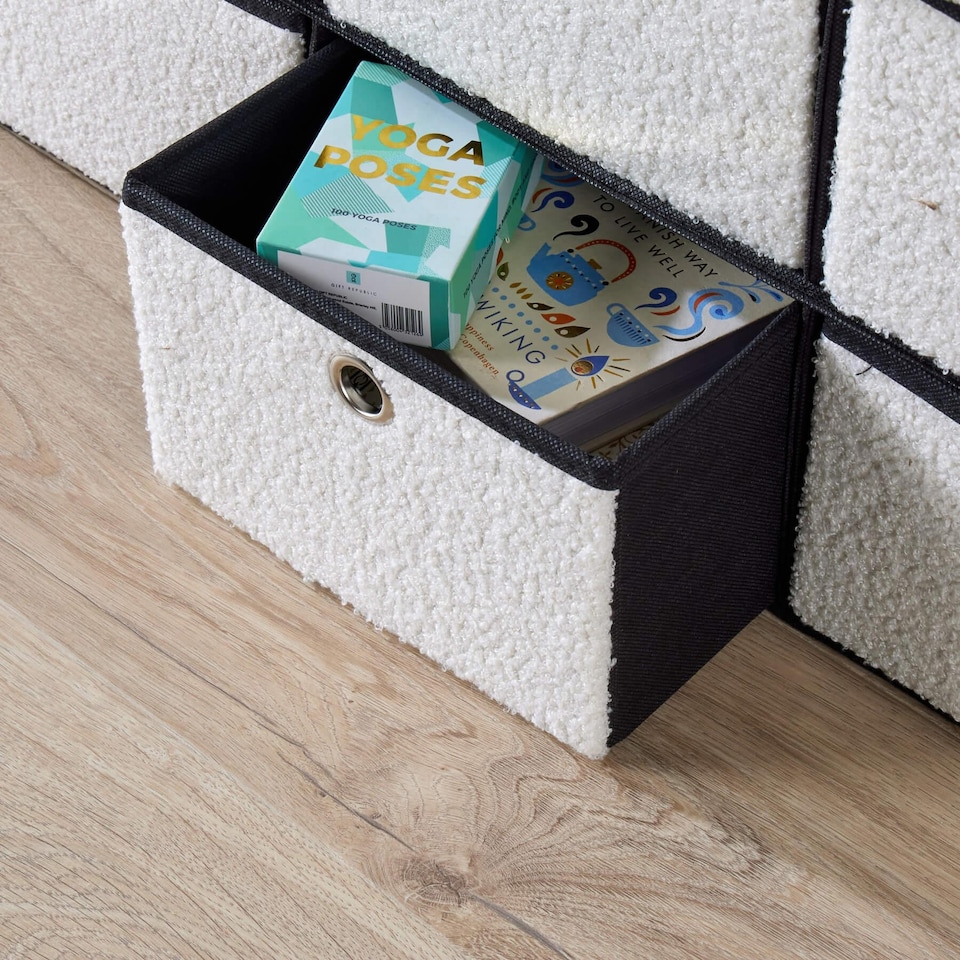 image 1 of Folding Ottoman Storage Bench 6 Drawer Compact Space-Saving Furniture | Cream