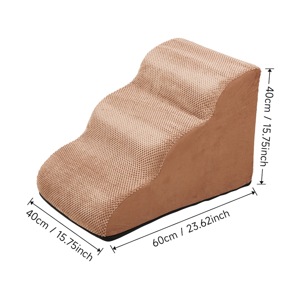 image 1 of Living and Home Non-Slip Pet Steps with Removable Washable Cover for Cats & Dogs | Grey | Brown | 1
