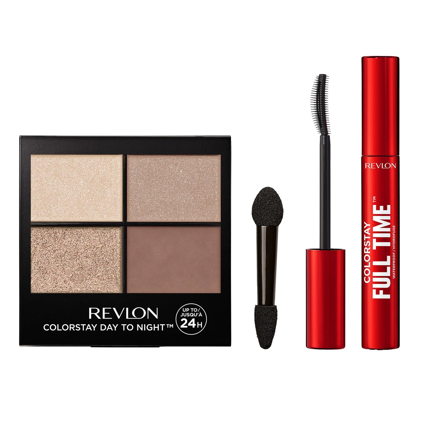 Revlon Day-to-Night Eye Essentials Set ColorStay Eyeshadow Quad & Full Time Mascara