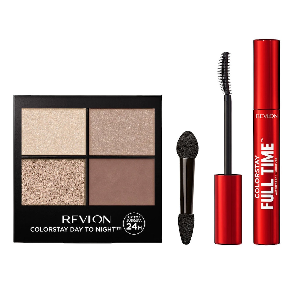 image 1 of Revlon Day-to-Night Eye Essentials Set ColorStay Eyeshadow Quad & Full Time Mascara