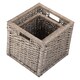 image 5 of Set of 2 Wooden Framed Split Willow Storage Basket | Brown | Brown | Not provided