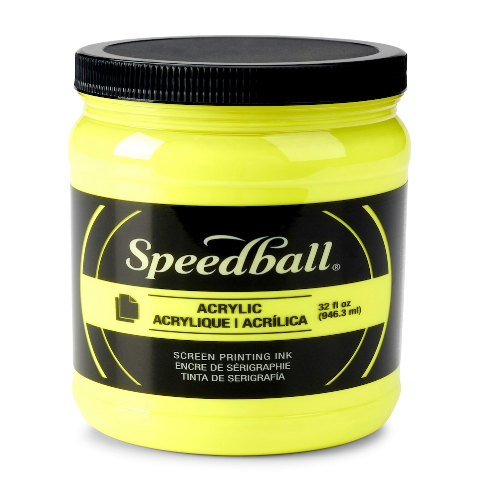 Speedball Fluorescent Acrylic Screen Printing Ink, Fluorescent Yellow, 32oz