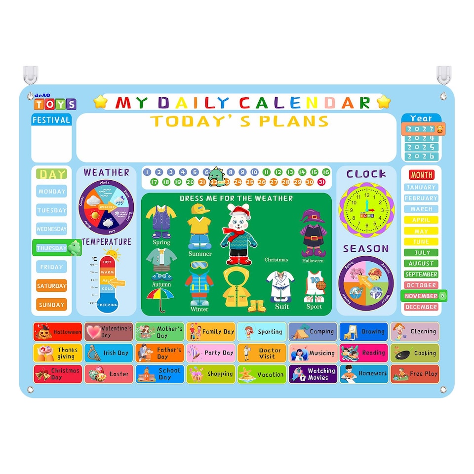 image 1 of Hang-Up Educational Busy Board for Kids – Learn Numbers, Days & More - Gift Toy for Toddlers