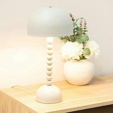 ValueLights Clement Painted Grey Table Lamp with Grey Mushroom Dome Shade