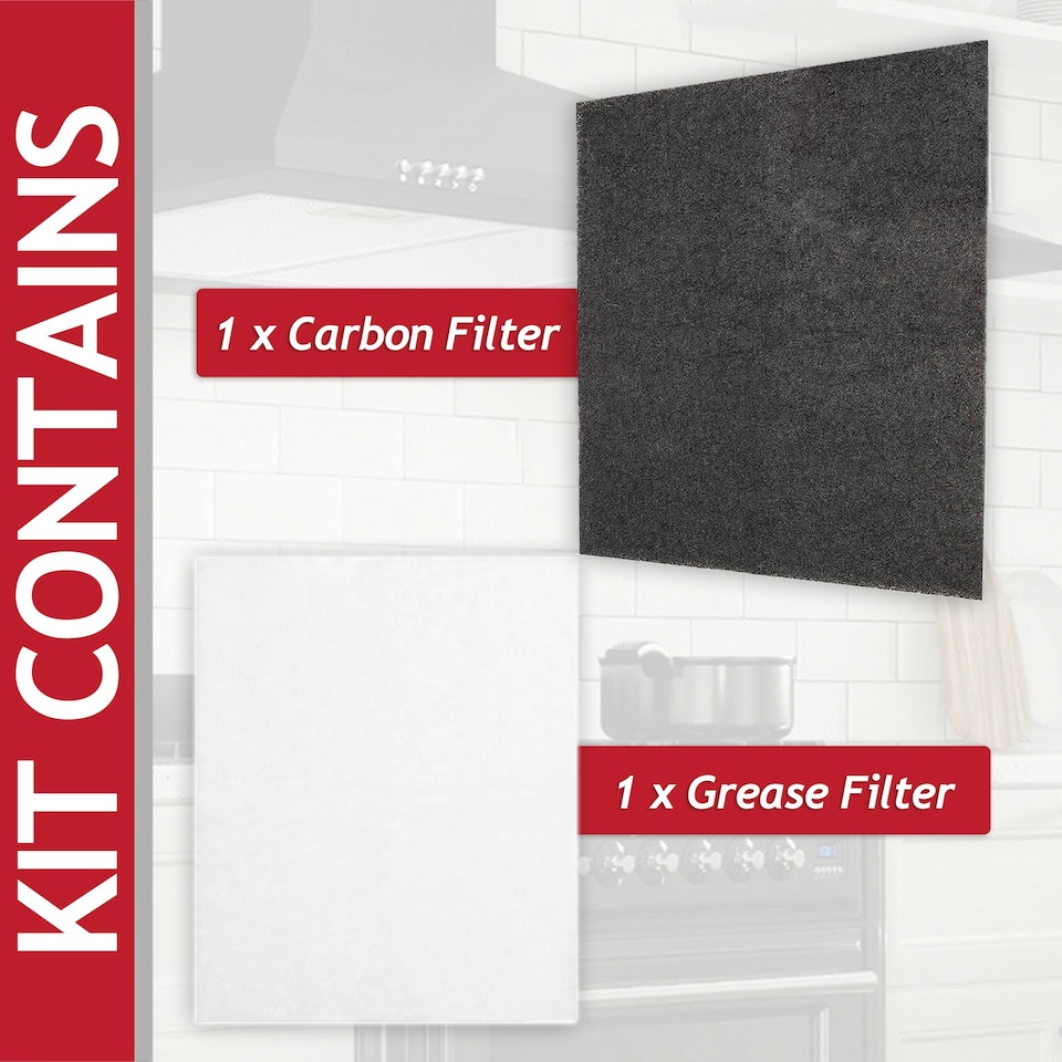image 1 of SPARES2GO Carbon + Foam Grease Filter Kit for Diplomat Cooker Hood Vent Extractors (Cut to Size, 57cm x 47cm)