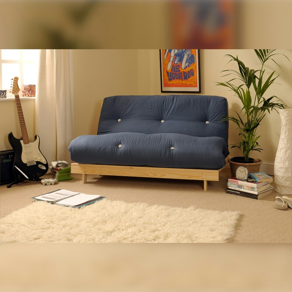 image 1 of 4ft Small Double Futon Mattress And Base Set in Navy