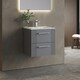 image 4 of Retro 2 Drawer Wall Hung Vanity Unit with Minimalist 1 Tap Hole Ceramic Basin - 500mm - Satin Grey - Balterley Grey