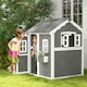 image 2 of Outsunny Wooden Wendy House for Kids with Floor, for Gardens, Patios - Grey