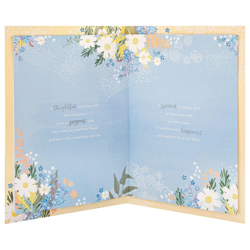 image 1 of Orange Florals Design & Heartfelt Verse Wife Birthday Card