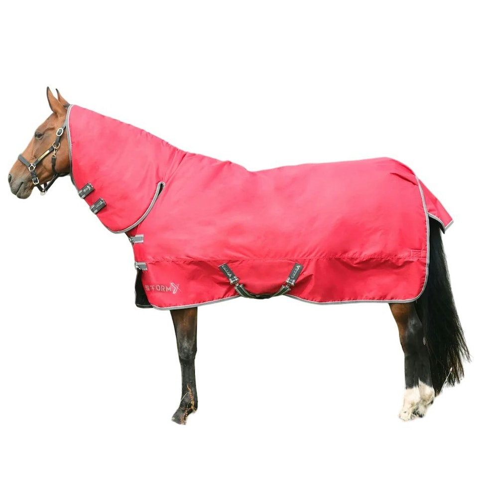 image 1 of StormX Empra Combi Combo Neck 300g Horse Turnout Rug - Red - 6´ 3"