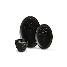12pc Ebony & Gold Dinner Set