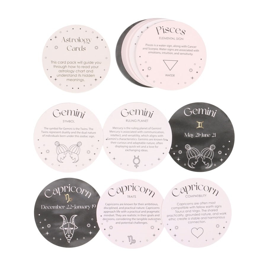 Something Different Astrology Guide Cards - Black/Baby Pink/White - One Size