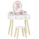image 2 of AIYAPLAY Kids Vanity Table and Chair Set, 2 in 1 Children Dressing Table with 3-Colour LED Lights Mirror, Drawer, Storage Boxes, Girls Makeup Desk Set for 3+ Years, for Playroom, Bedroom, White