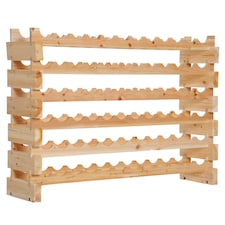 HOMCOM 72 Bottle Shelf Wine Rack Holder Stand, Storage Pine Wood