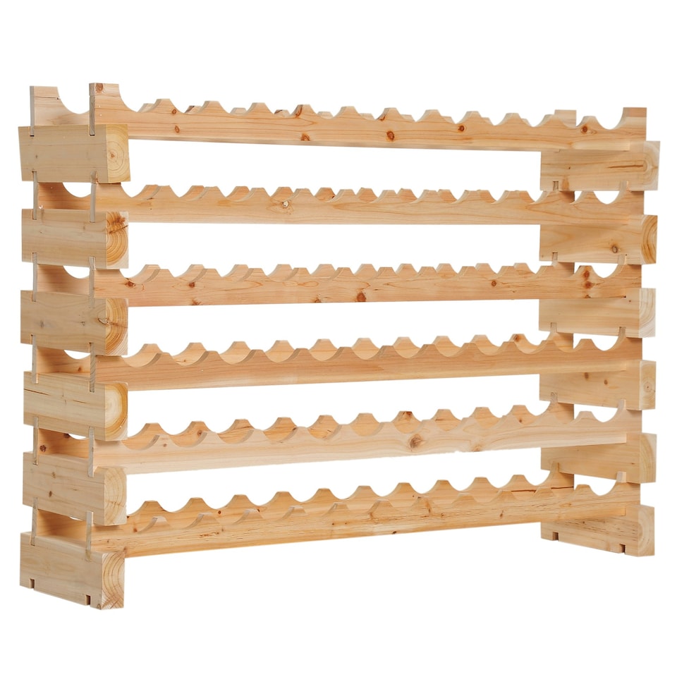 image 1 of HOMCOM 72 Bottle Shelf Wine Rack Holder Stand, Storage Pine Wood