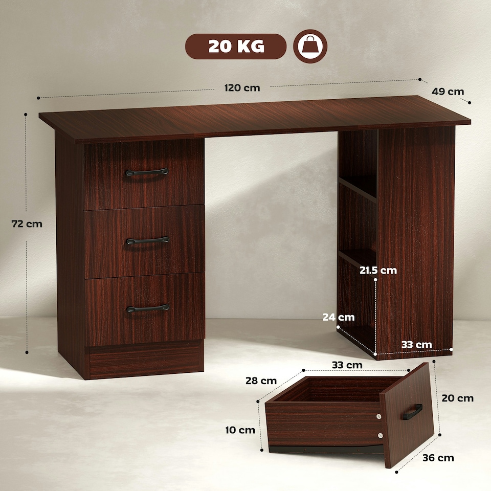image 1 of HOMCOM Computer Desk with Storage, Writing Study Table for Home Office