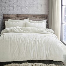 Velosso Plain Teddy Fluffy and Warm Fleece Duvet Cover Set Cream | Cream | Single