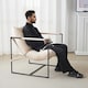image 4 of Boucle Fabric Lounge Chair with Metal Frame Upholstered Accent chair Luca White