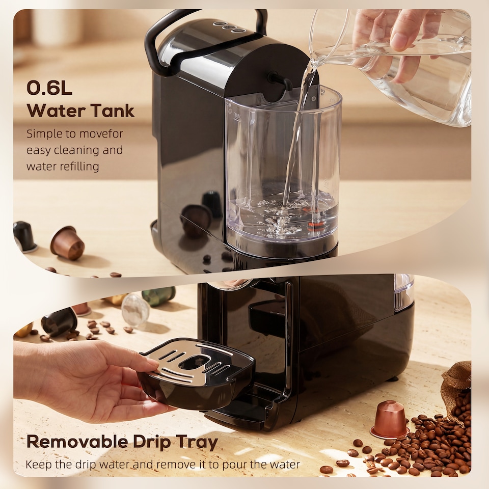 image 1 of HOMCOM 19 Bar Pod Coffee Machine for Nespresso and Dolce Gusto Capsule