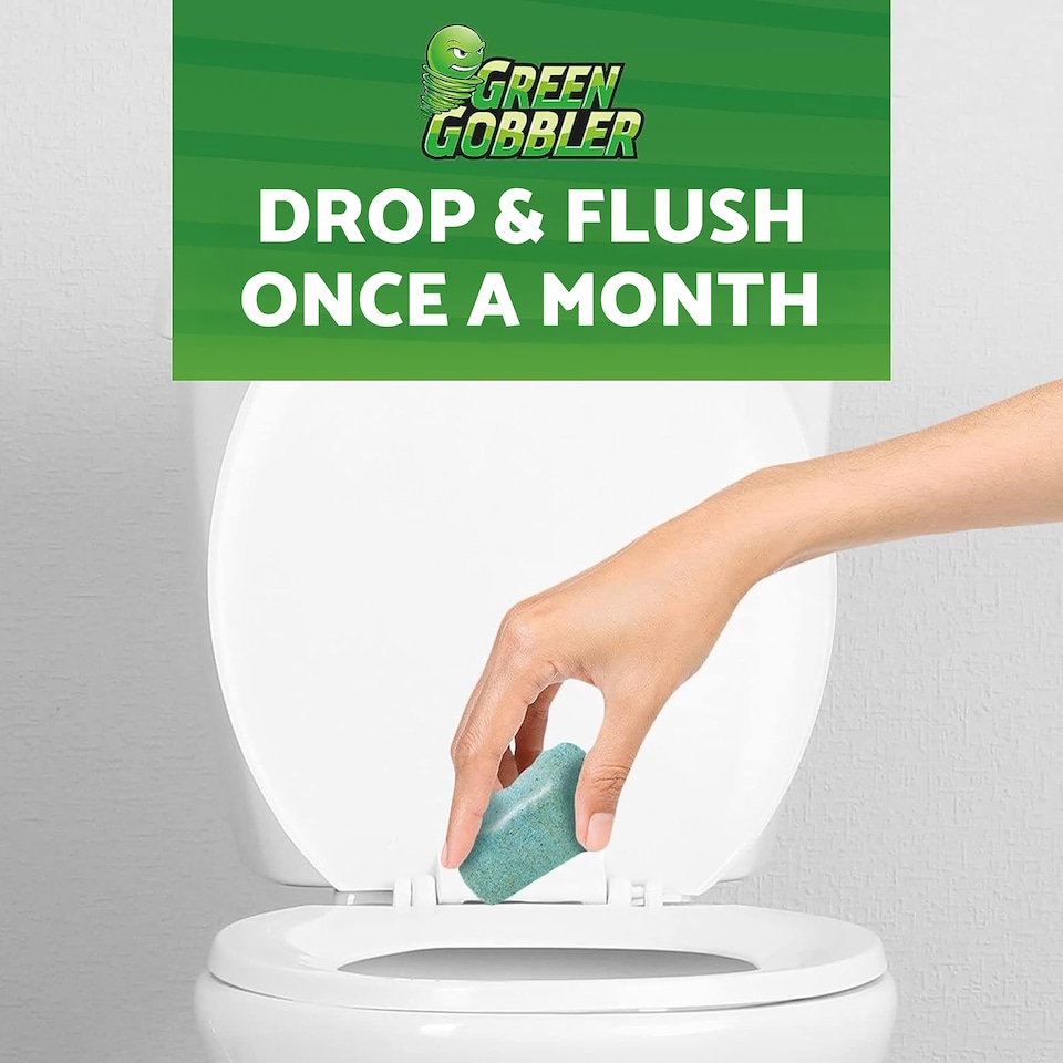 image 1 of Green Gobbler Septic Saver Sewage & Septic Tank Cleaner Bacteria Enzyme Packs 6 Pods (222g)