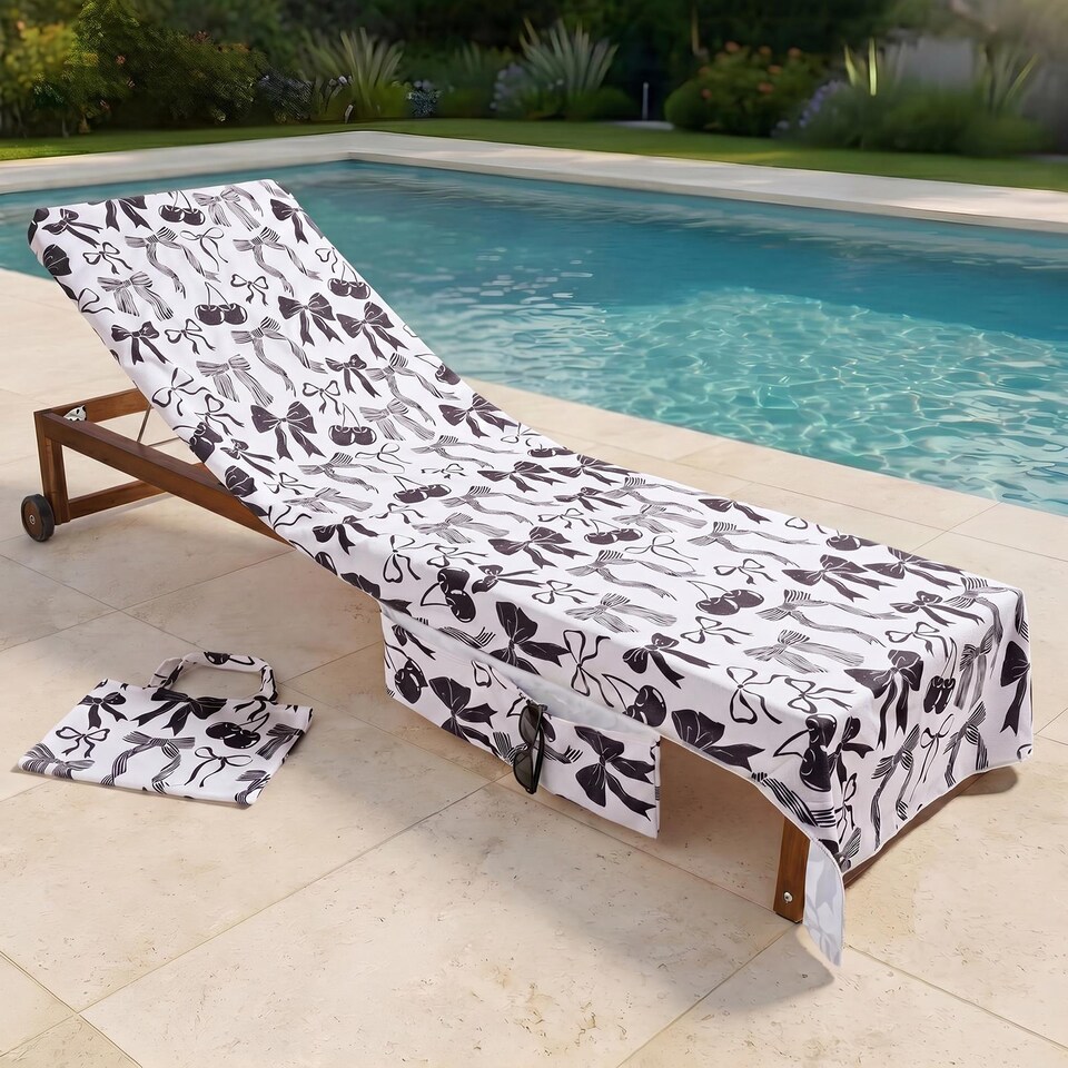 image 1 of OHS Bows Beach Towel with Bag Quick Dry Absorbent Travel Spa