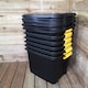 image 3 of 6 x 42L Heavy Duty Storage Tubs Sturdy, Lockable, Stackable and Nestable Design Storage Chests with Clips in Black