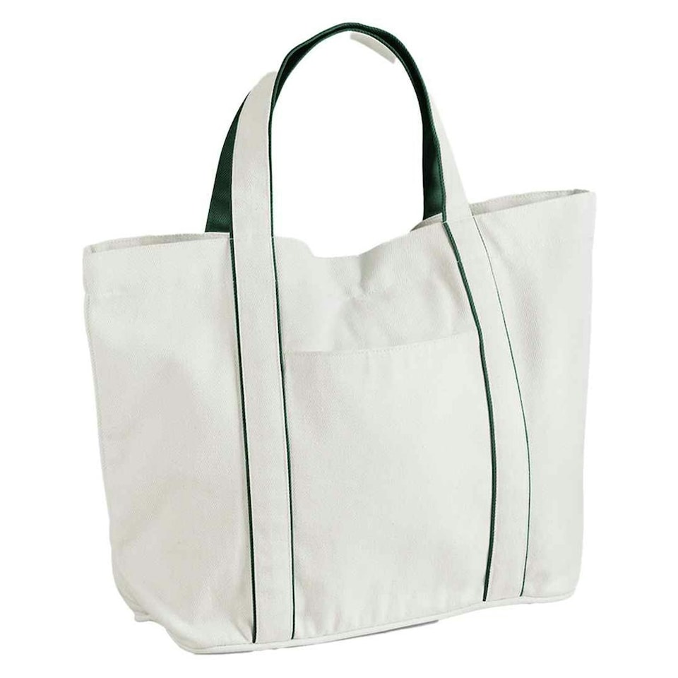 image 1 of Westford Mill Courtside Tote Bag - Soft White/Bottle Green - One Size