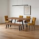 image 1 of 6-Piece Dining Set, Expandable Dining Table with 4 Brown Padded Chairs+Bench