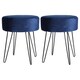 image 1 of Harbour Housewares Round Velvet Footstools - Blue/Black - Pack of 2 | Blue | Blue/Black