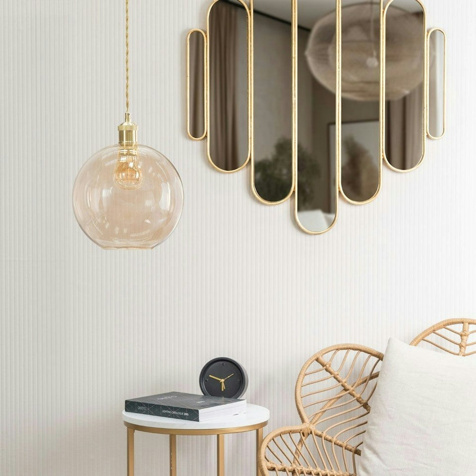 image 1 of ValueLights Bellamy Easy Fit Amber Glass Globe Lampshade Ceiling Light Shade